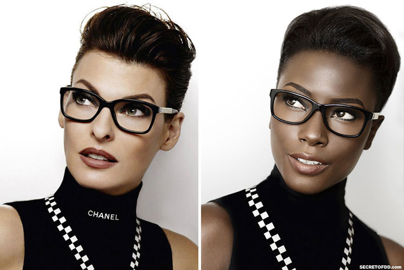 Черная модель воссоздает снимки знаменитых кампаний, подчеркивая однообразие индустрии моды
