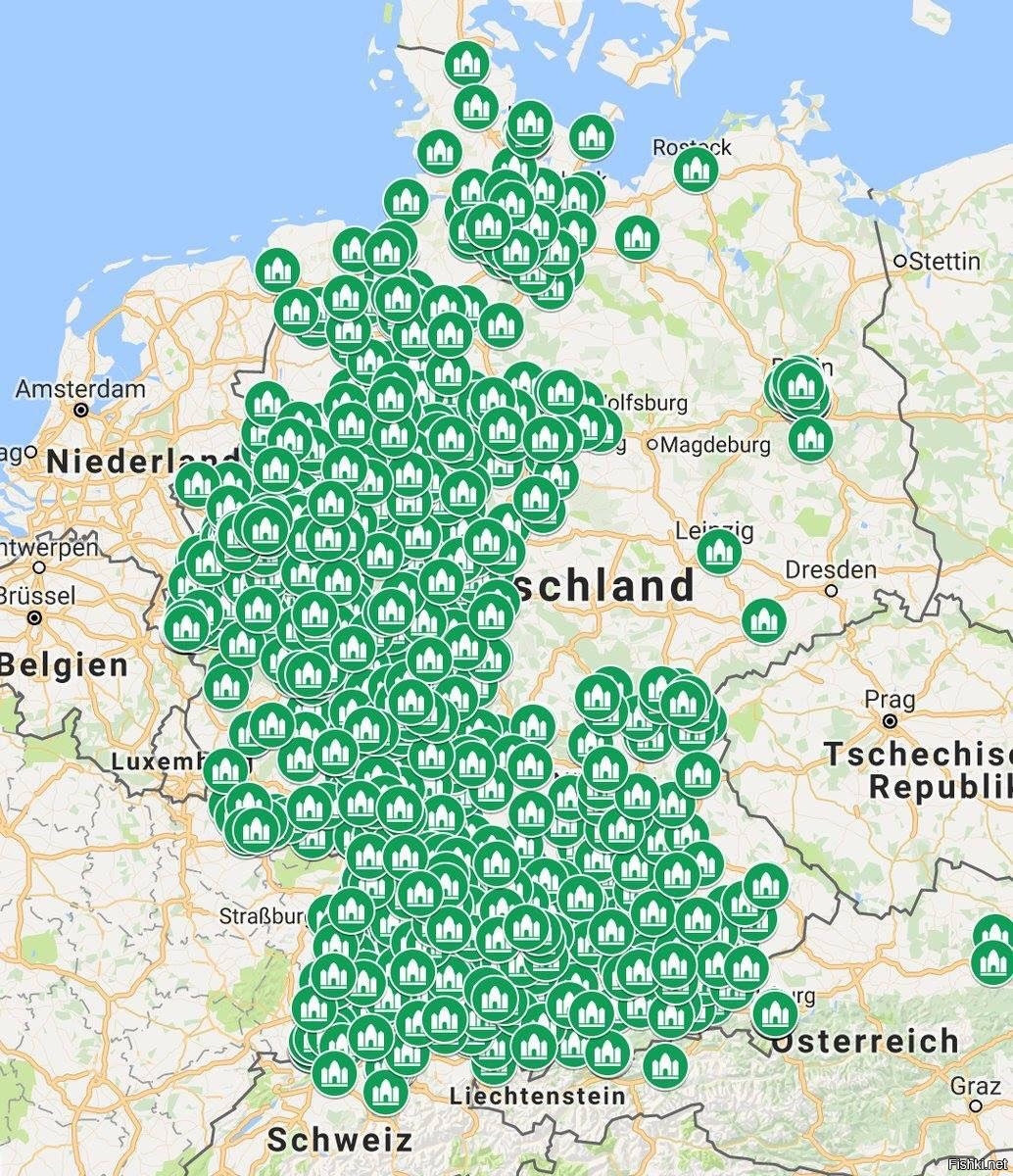 Карта церквей в германии