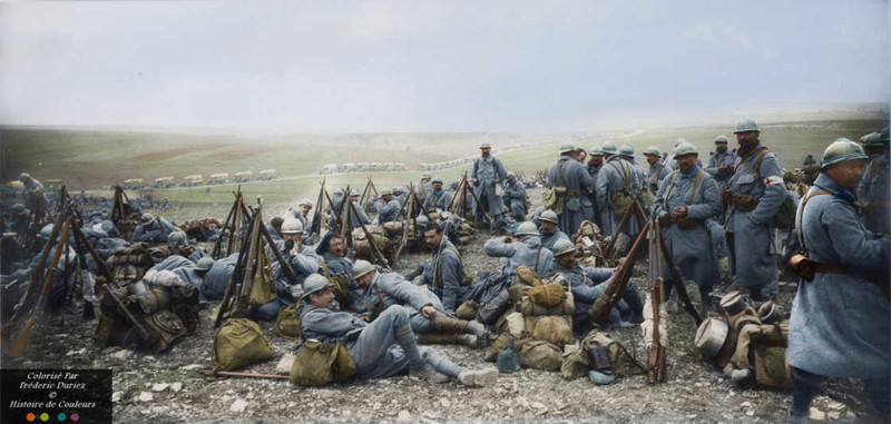 Французские солдаты Первой мировой войны на раскрашенных фото