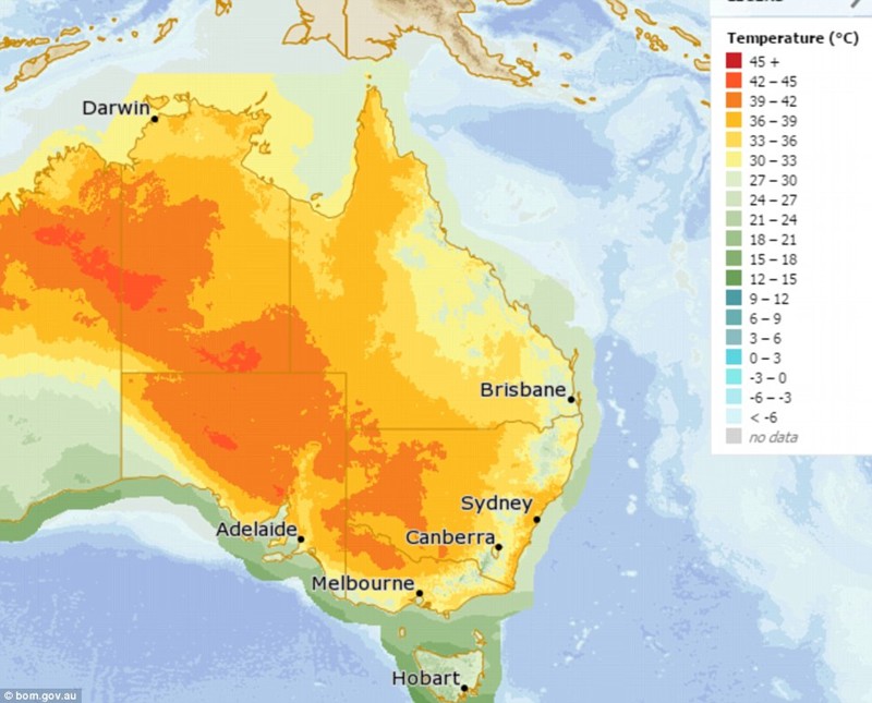 Карта погоды в Австралии 