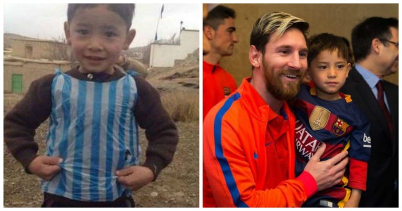Афганский мальчик, прославившийся благодаря своей футболке Месси из полиэтиленового пакета наконец встретился со своим кумиром 