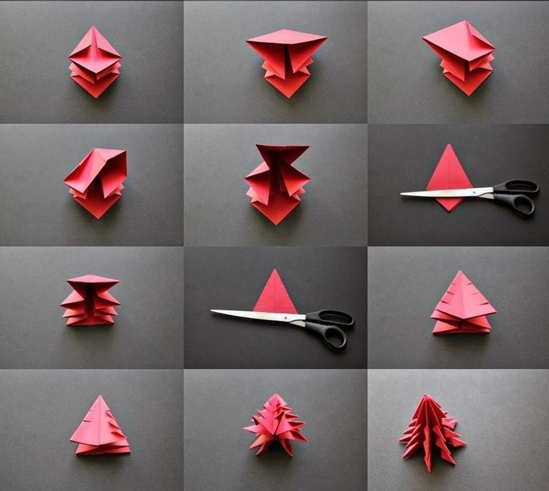 Елочка оригами из бумаги пошагово