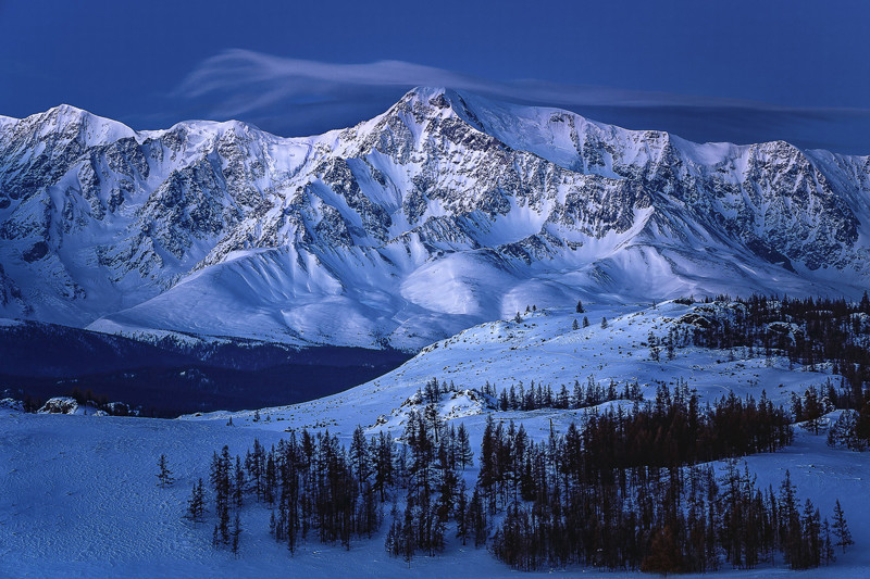 Северо-Чуйский хребет, республика Алтай Средняя температура: на склонах и вершинах в январе (самый холодный месяц года) — до −20°C мороза; в котловинах — до − 40-50°C.