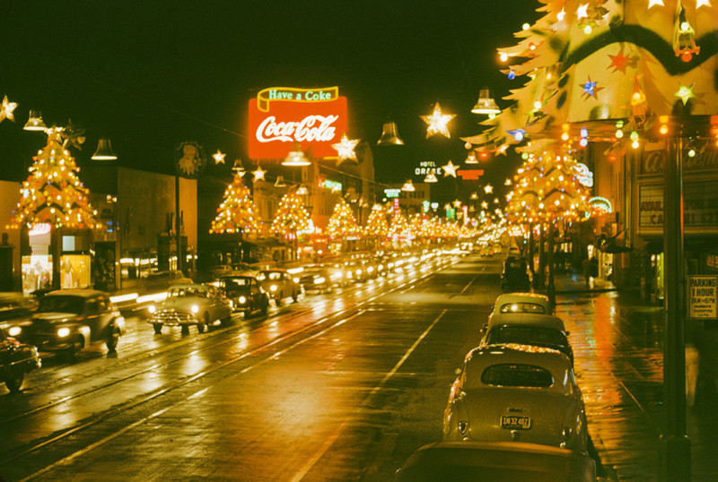 Голливудский бульвар на Рождество в 1950 году