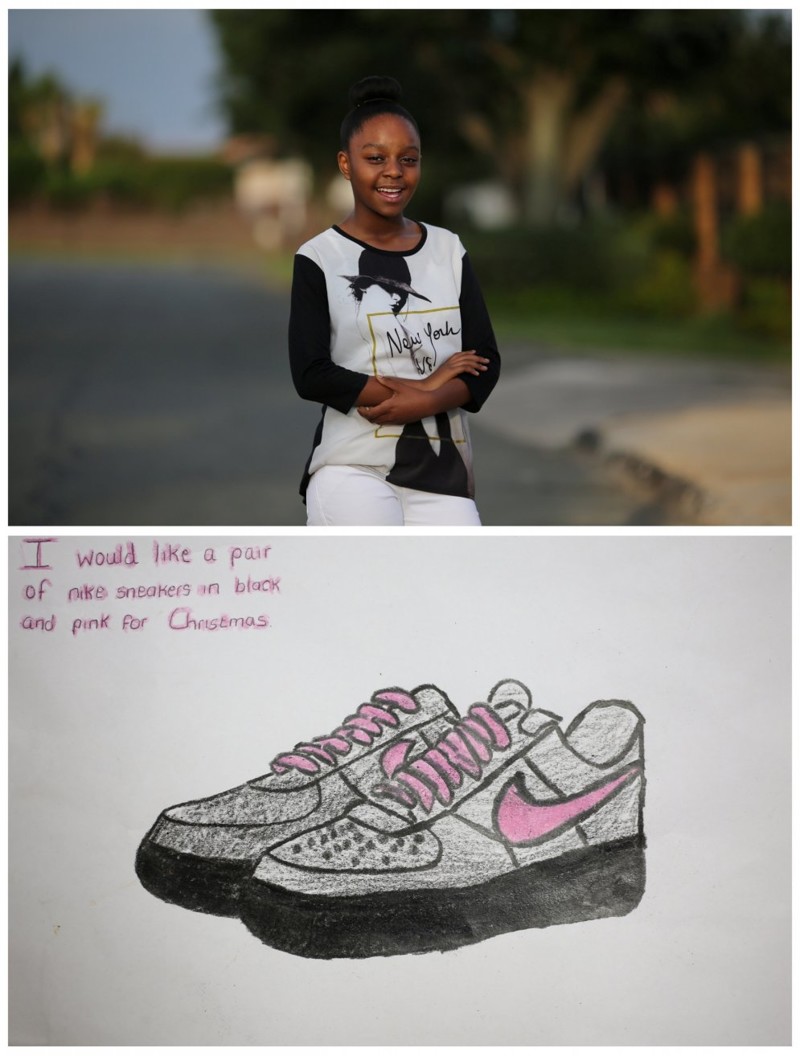 Палеса Вингер (Palesa Vinger, 12) из Йоханесбурга в ЮАР хочет пару кроссовок Nike. "Мама обещала, что купит мне, если я сдам экзамены, но что-то мне в это не верится" — сказала она фотографу