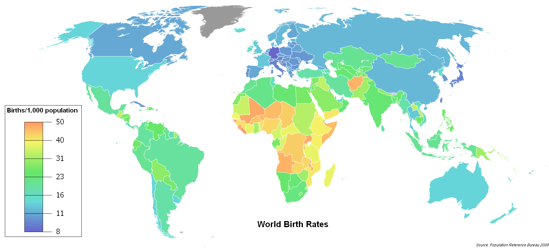 Родившихся на 1000 человек в 2008 году