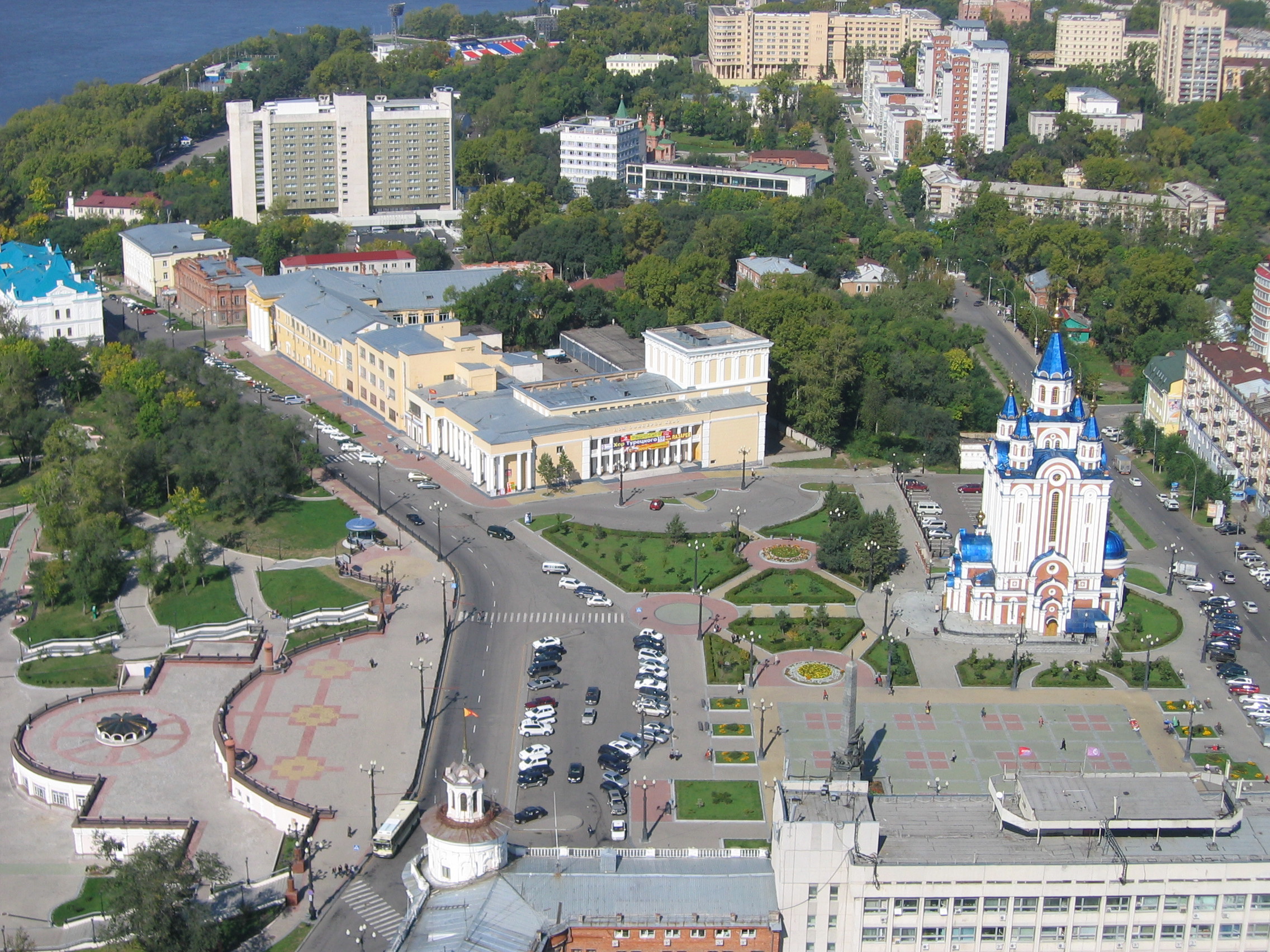 Комсомольская площадь Хабаровск вид сверху