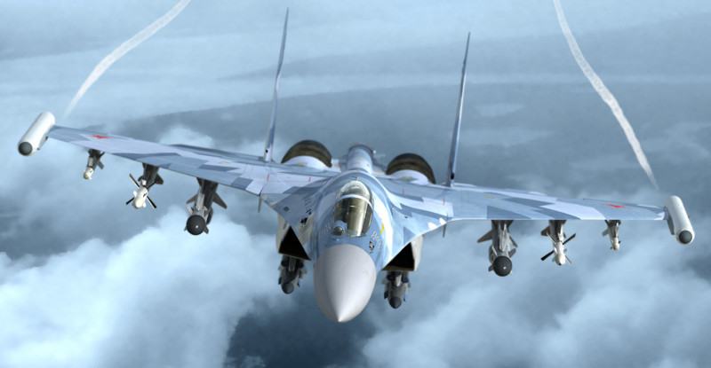 Сверхзвуковая скорость российского Су-35С против американского стелс-истребителя F-22 Raptortor