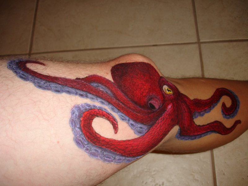 Нарисовал на ноге осьминога 