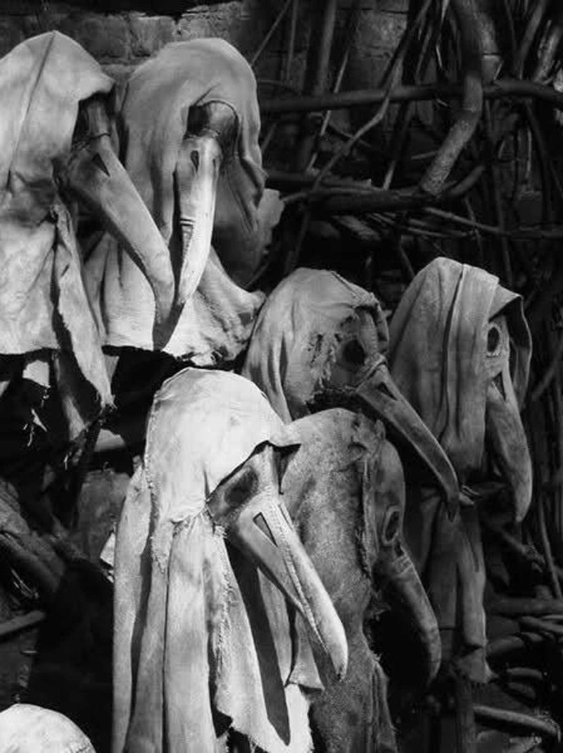 2. Такие маски носили врачи во время чумы. "Клюв" был заполнен сильно пахнущими лекарственными травами.