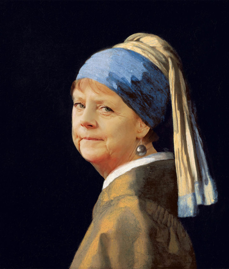 Ангела Меркель в виде девушки с жемчужной сережкой
