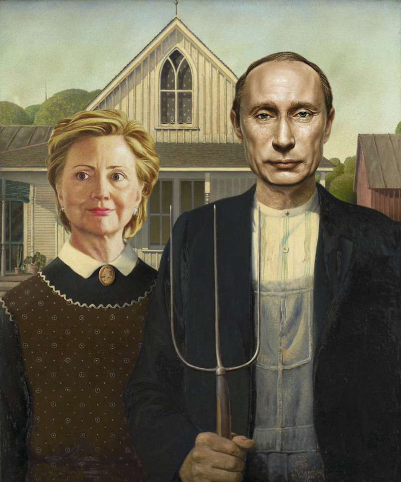 "Американская готика" - Хиллари Клинтон и Владимир Путин