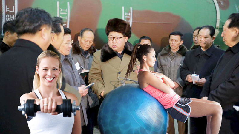 В Сети публикуют фотожабы на фото Ким Чен Ына на полигоне