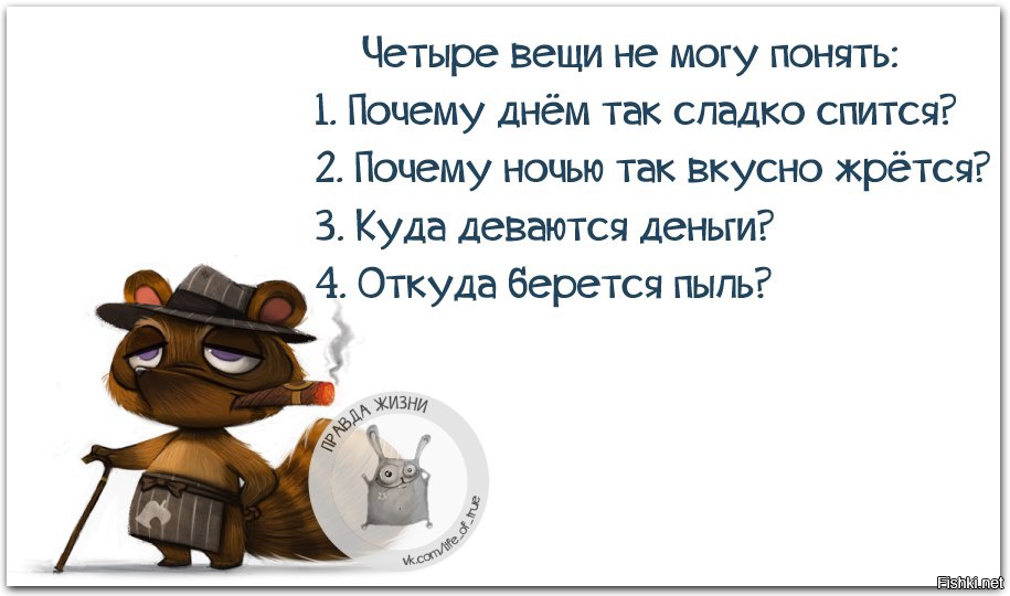 Почему ночь слушать. Почему днем так сладко спится. Почему ночью так вкусно жрётся. Откуда берется пыль и куда деваются деньги. Почему днем спится лучше.