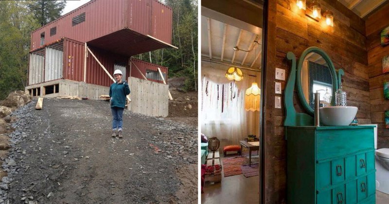 Женщина превратила четыре контейнера в уютный дом
