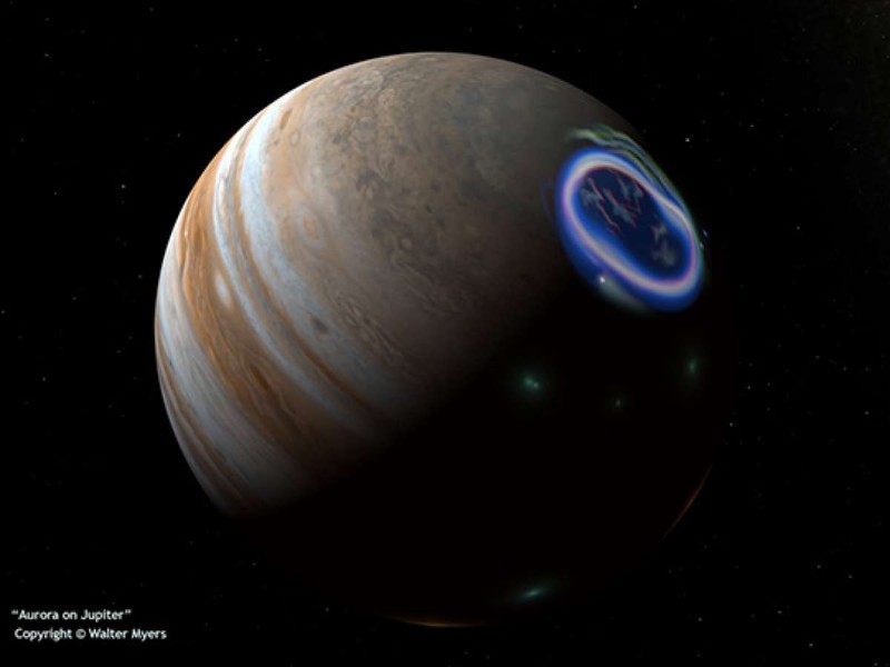 Солнечные бури вызывают северное сияние на Юпитере