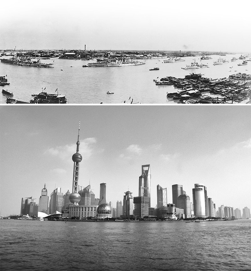 Шанхай, 1920 год и 2009 год