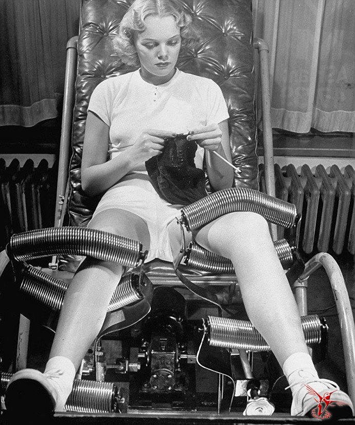 5. Массаж ног металлическими роликами для похудения. США, 1940-е гг.