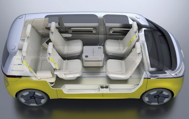 Инновационный минивэн VW I.D. Buzz питается от электричества