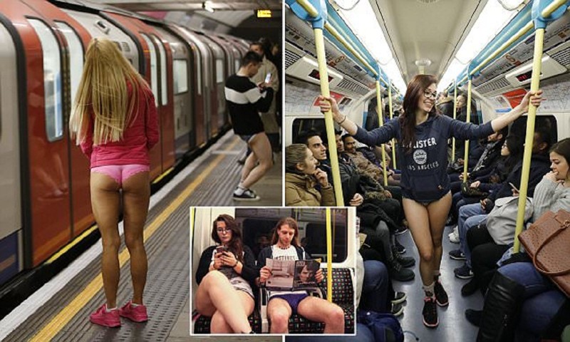 В метро без штанов без цензуры