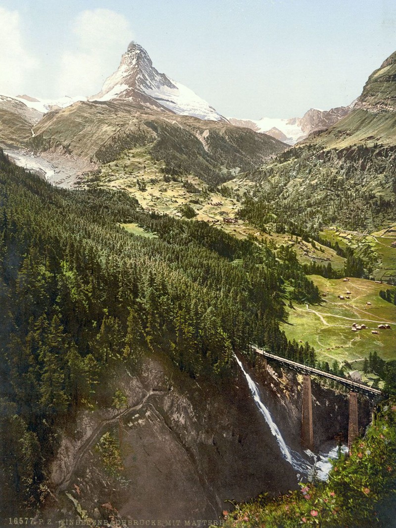 Гора Маттерхорн и виадук Финделенбах, Вале.