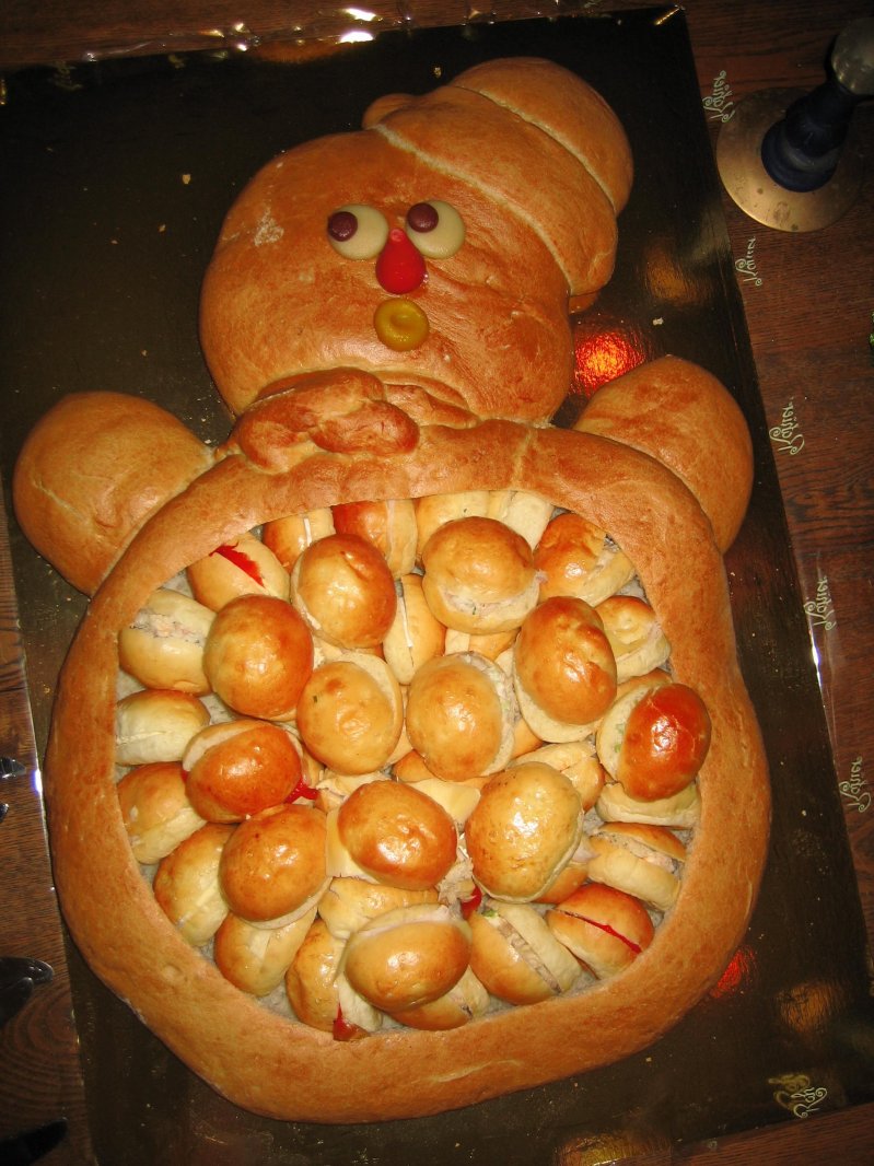 Снеговик с булочками 