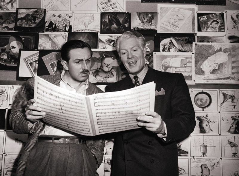 Уолт Дисней и певец Эдди Нельсон, 1940 год 