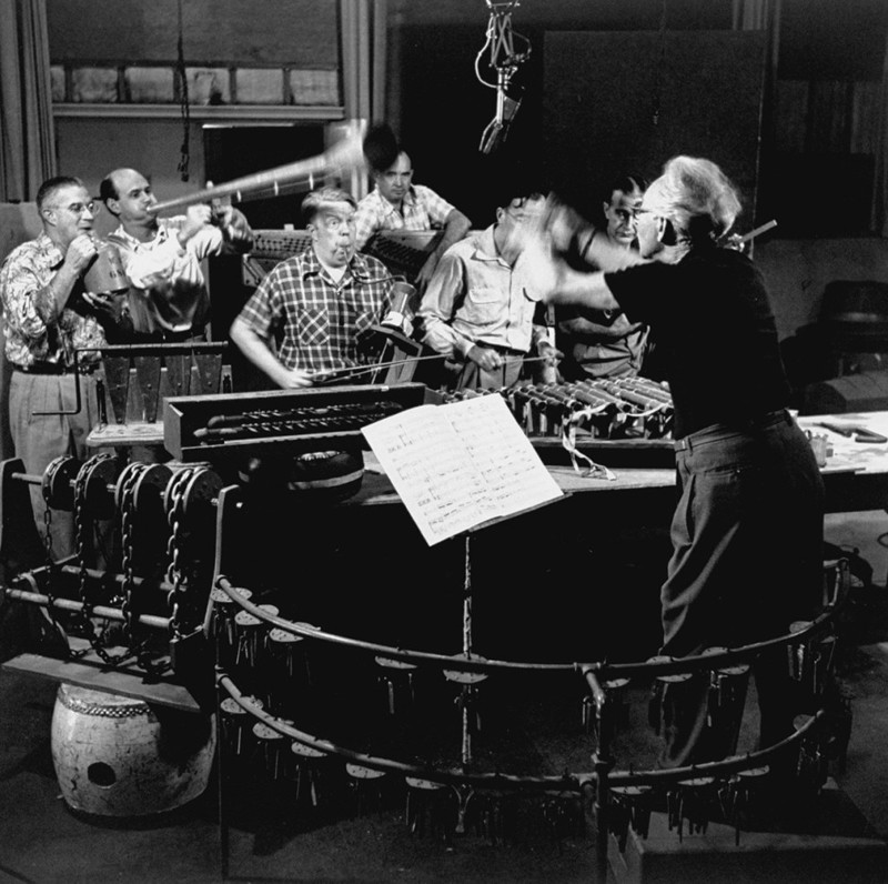Музыканты на записи мелодий для мультфильма, 1955 год 