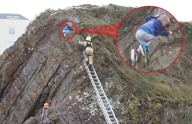 Семилетний мальчик два часа провисел на скале в ожидании спасателей!