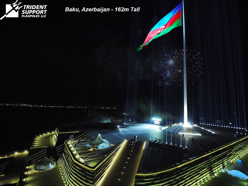 Рекорд Ашхабада был побит, когда в 2007 году Trident Support построила в Баку 162-метровый Национальный флагшток Азербайджана. 