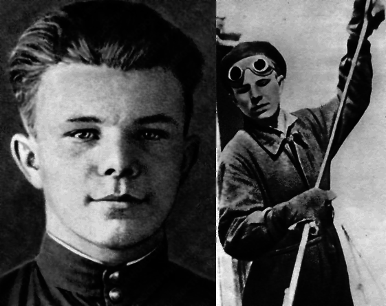 Гагарин во время войны. Гагарина в юности.