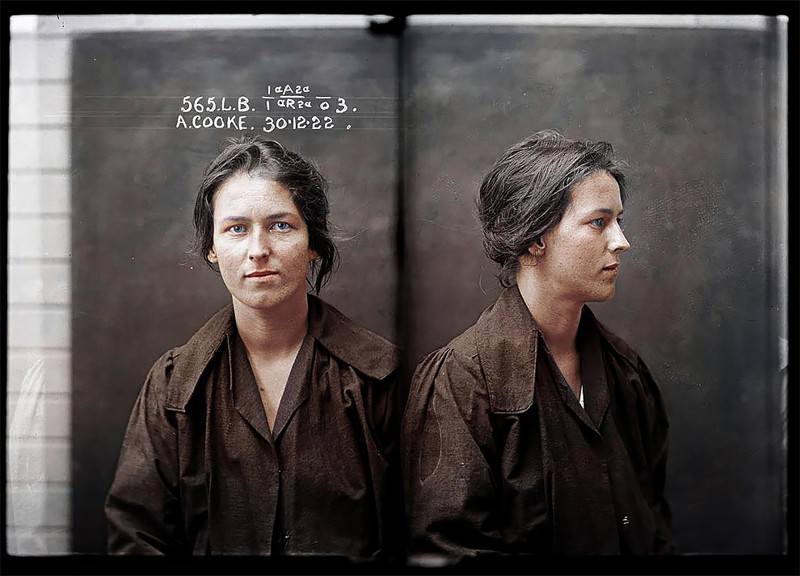 Алиса Кук в Сиднейском женском исправительном заведении в 1922 г. 24 раза задерживалась, впечатляющее количество псевдонимов и, по крайней мере, два мужа, осуждена за двоемужество и кражи