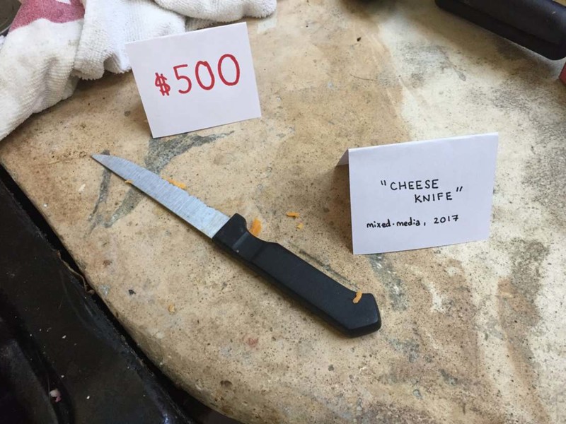 «”Нож для сыра”, комбинация материалов, 2017 год. 500 долларов — продано»