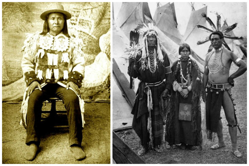 Вождь Джозеф, Форт Спокан, Вашингтон,  1886 год и индейская семья