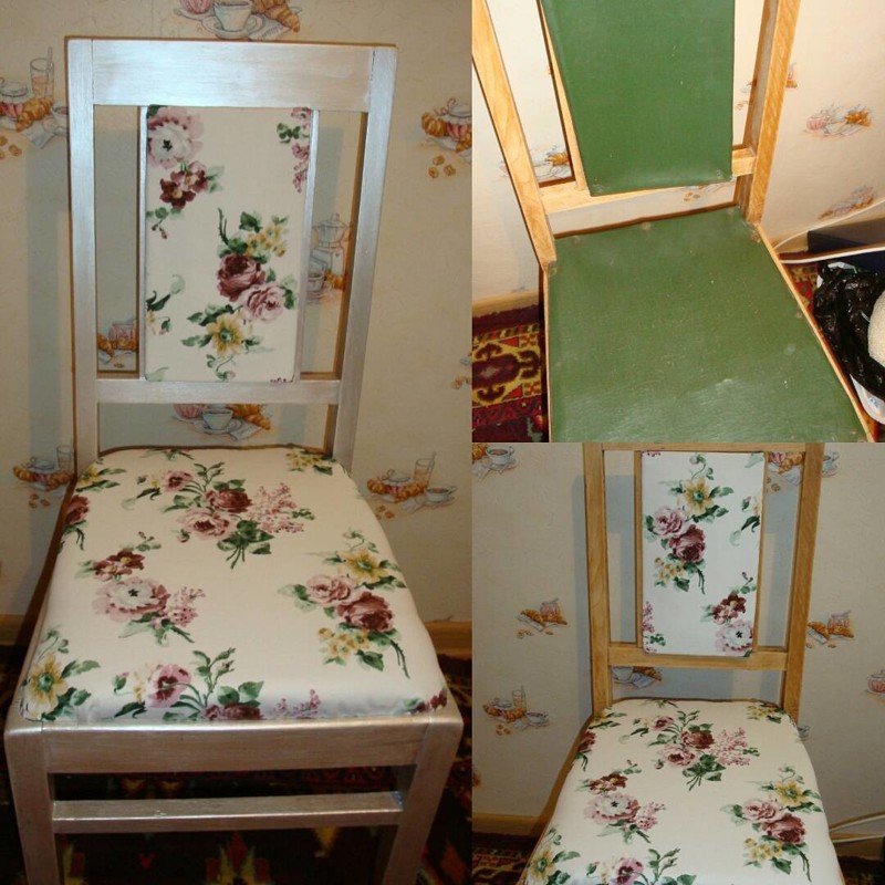 4. Бабушкин стул можно переделать своими руками: покрасить и обтянуть тканью из ИКЕА