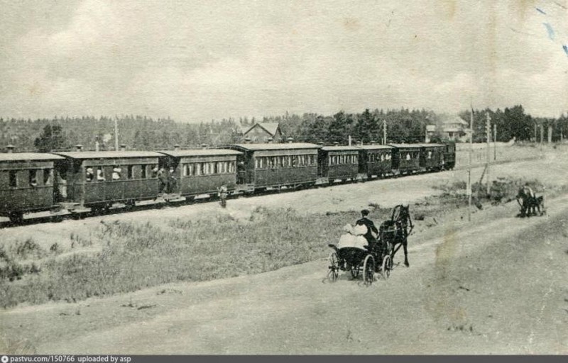 Примерно так это место выглядело в 10-е годы 20 века. Тогда Приморская железная дорога не была связана с сетью железных дорог России и представляля из себя отдельную, чисто дачную жд ветку.