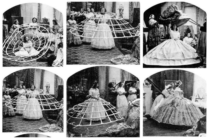 Процесс надевания бального платья, 1850-1860 годы