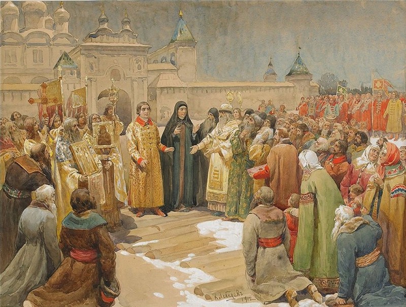 Художник Клавдий Лебедев. Избрание Михаила Романова в 1613 году (картина 1912 года)