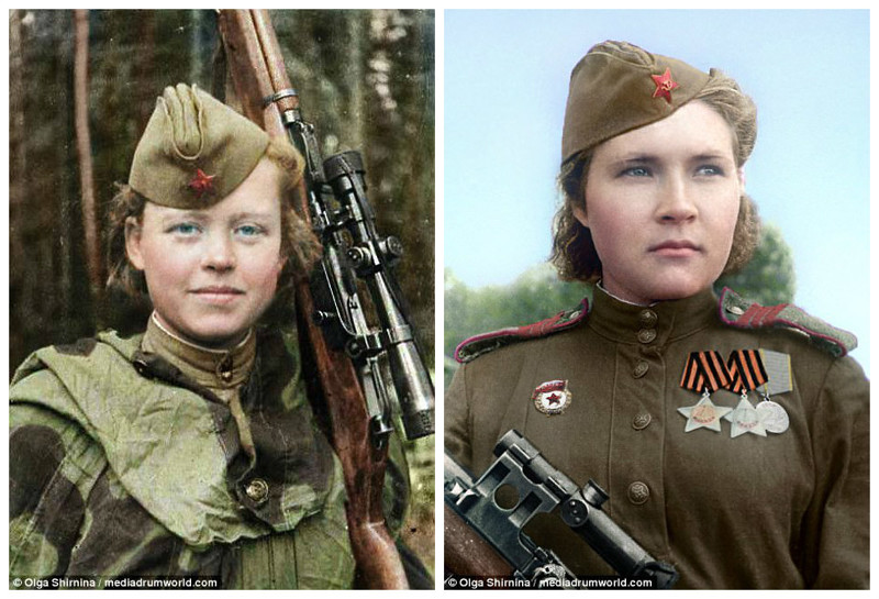 Снайперы Надежда Никитична Колесникова (слева) и Любовь Михайловна Макарова (справа)  