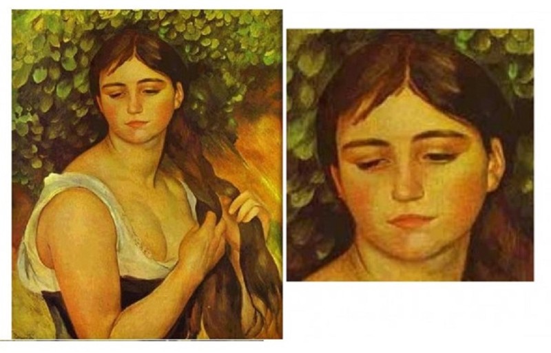 Вопрос - увидите ли вы его, мои читатели? Смотрите - вот картина "Коса" Огюста Ренуара 1885 года. 