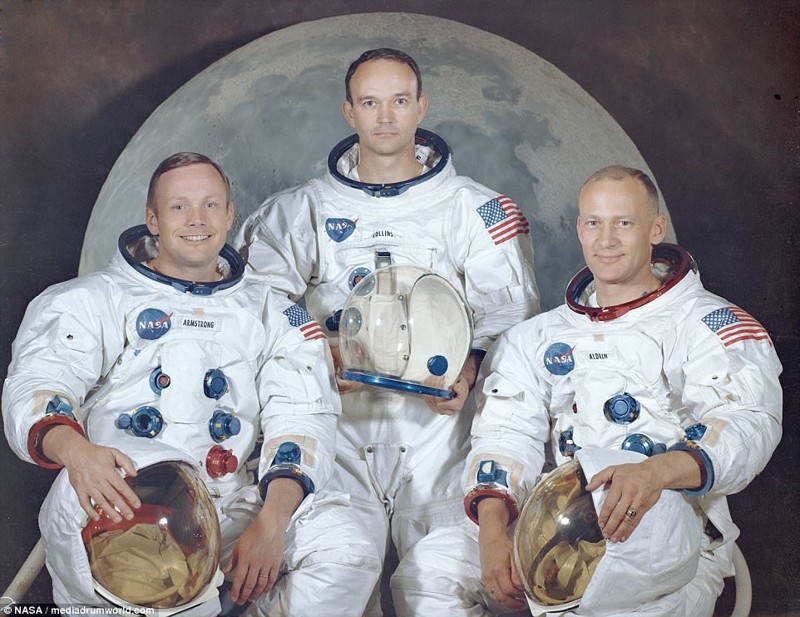 Слева направо: командир экипажа Нил Армстронг, пилот командного модуля Майкл Коллинз, пилот лунного модуля Эдвин Олдрин