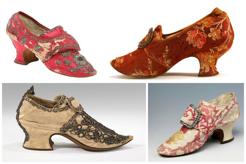 Женская обувь конца 17-го, начала 18-го века