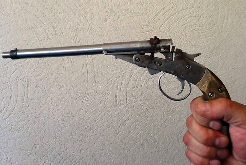 Самодельный пистолет с нарезным стволом под мелкокалиберный патрон 5,6 миллиметра