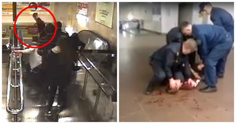Задержание неадекватного хулигана в минском метро