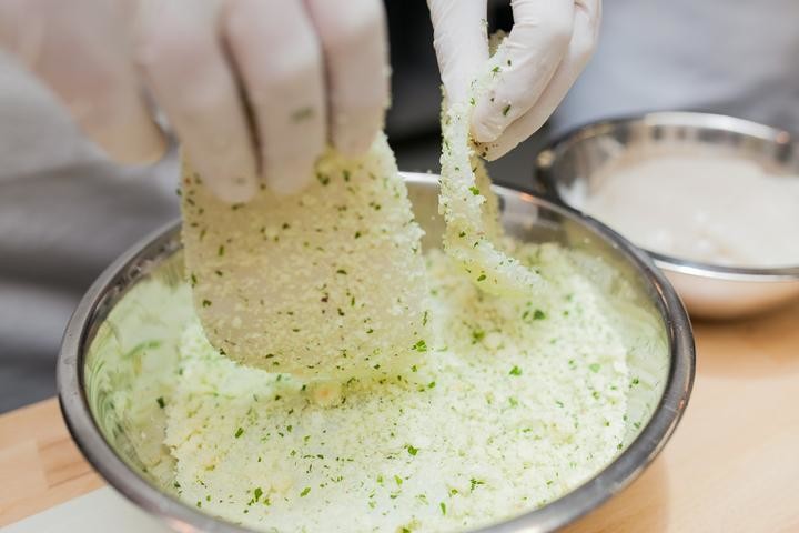 Панированные кальмары с орзотто