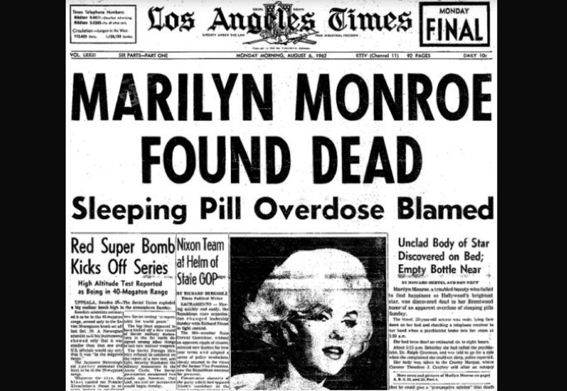 Монро скончалась от лекарственной передозировки, но в ее желудке не обнаружили никаких таблеток