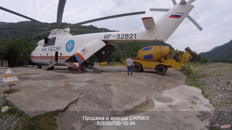 Бетонный завод внутри крупнейшего в мире транспортного вертолёта Ми-26