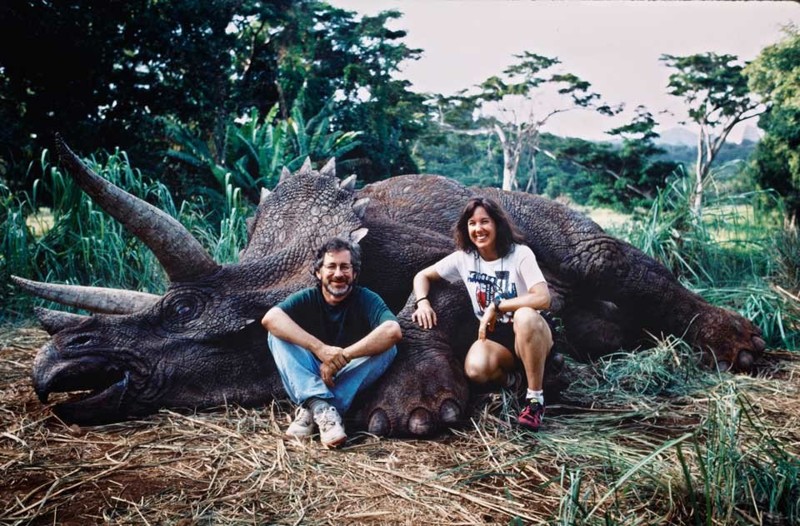 Стивен Спилберг и продюсер Кэтлин Кэннеди на съемках «Парка юрского периода»