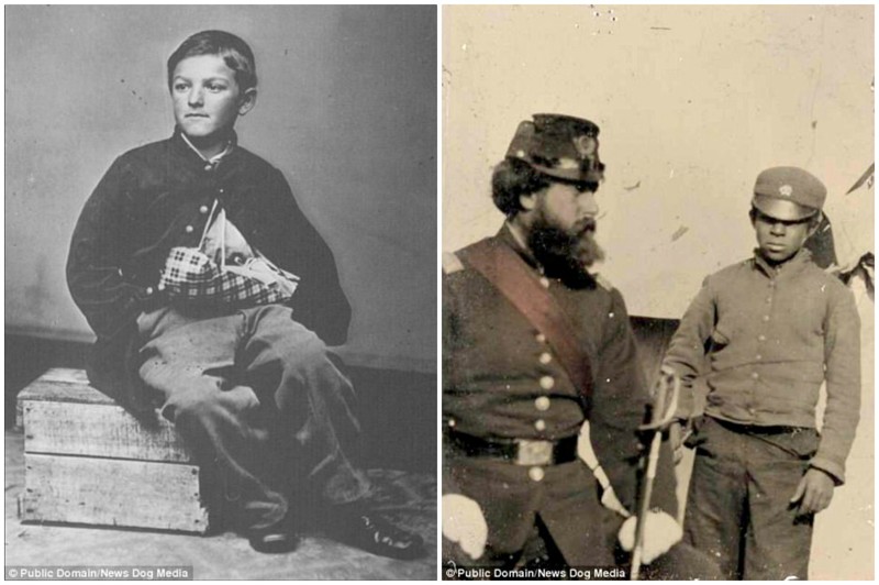 Уильям Блэк (слева) и мальчик-слуга, запечатленный рядом с офицером армии Союза