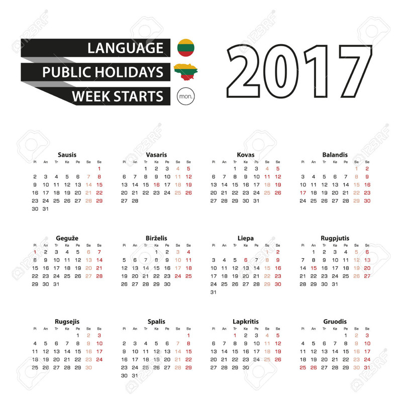 Литовский календарь необычен в названии месяцев среди западных стран. Месяцы в нём названы в честь птиц и деревьев